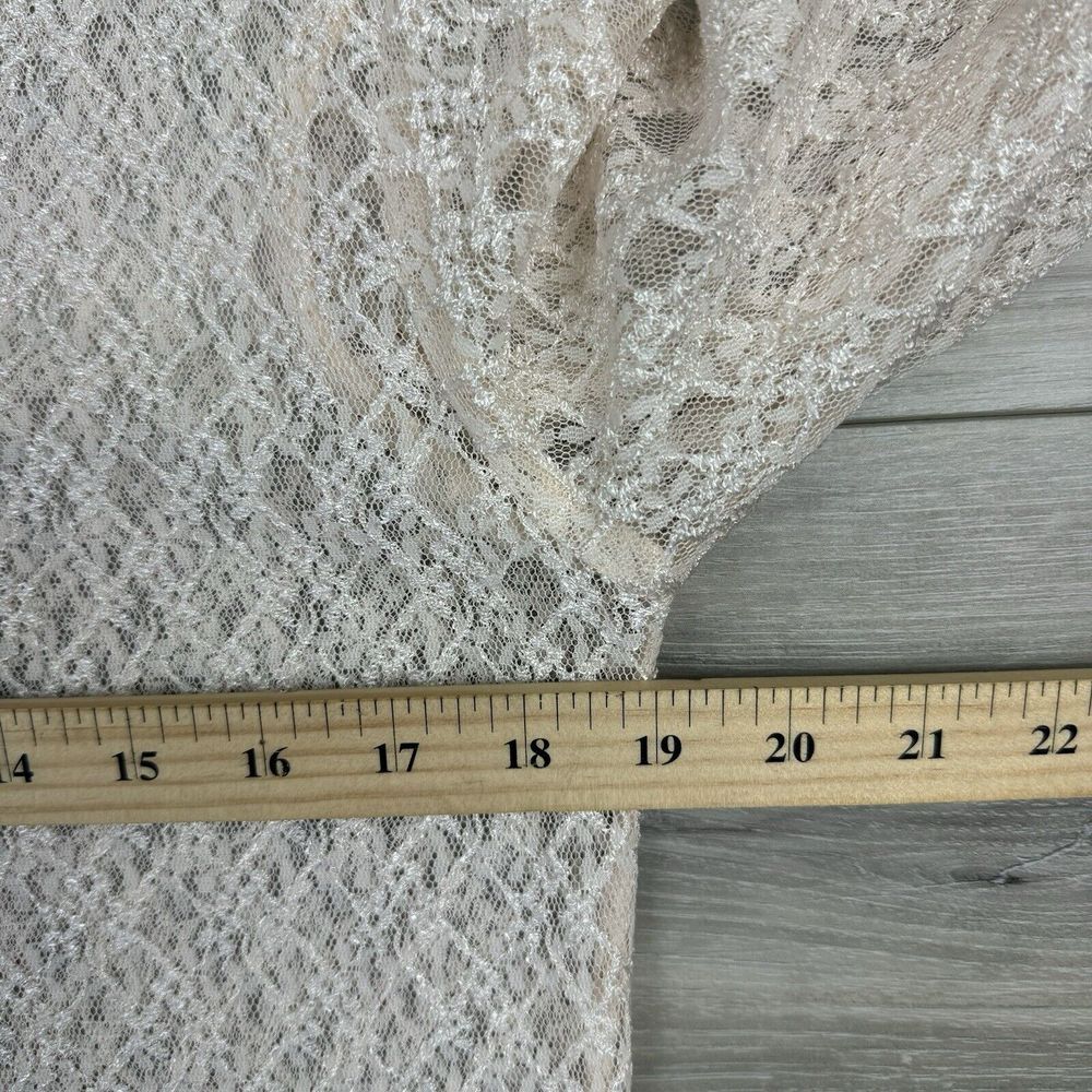 Sandro Paris Women's Cream Lace Eyelet Blouse Mock Neck Ruffle Sleeve Sz 1‎ US S - Picture 9 of 9